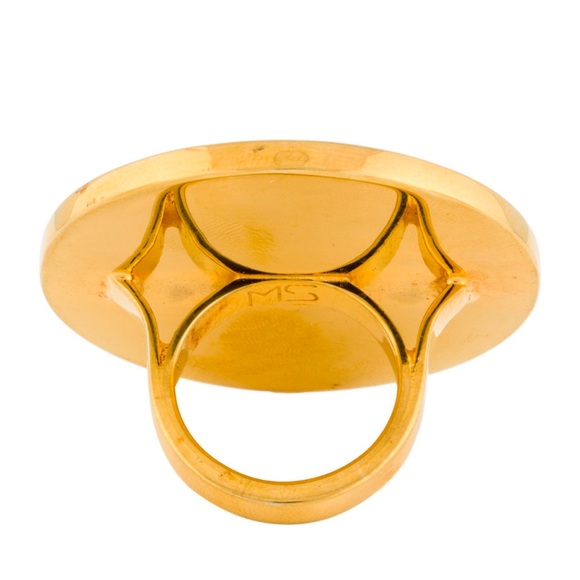 Monica Sordo Samay Brujo Maxi Stone Cocktail Ring size 6.75 24k plated w stone - Picture 3 of 5